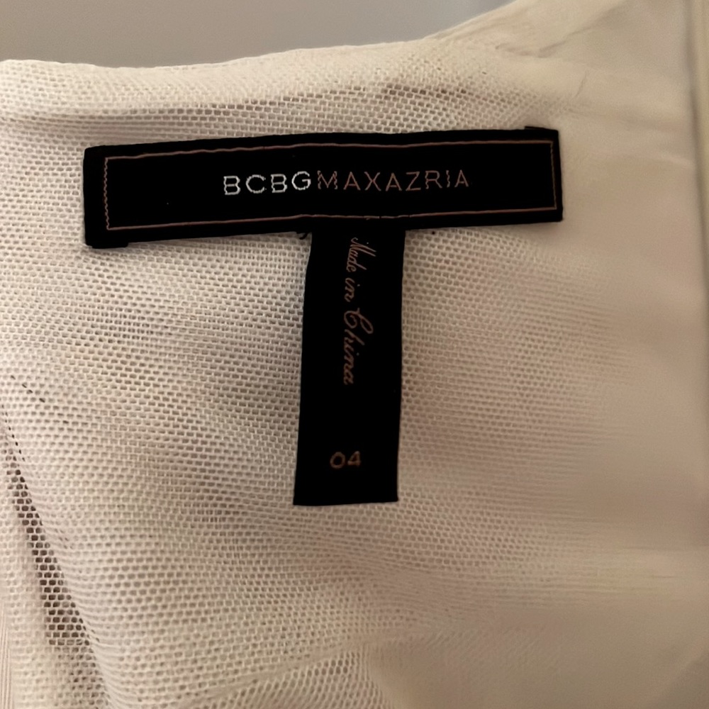BCBG Max Azria white tiered satin halter dress - Picture 3 of 4
